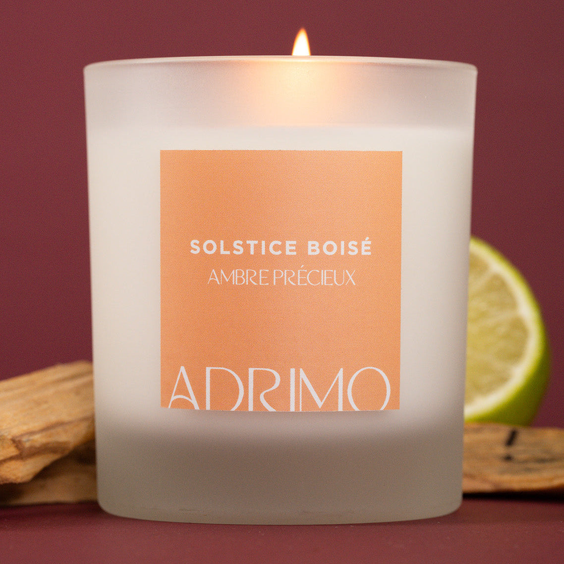 Bougie Solstice Boisé Ambre – Parfum chaleureux et naturel – Adrimo