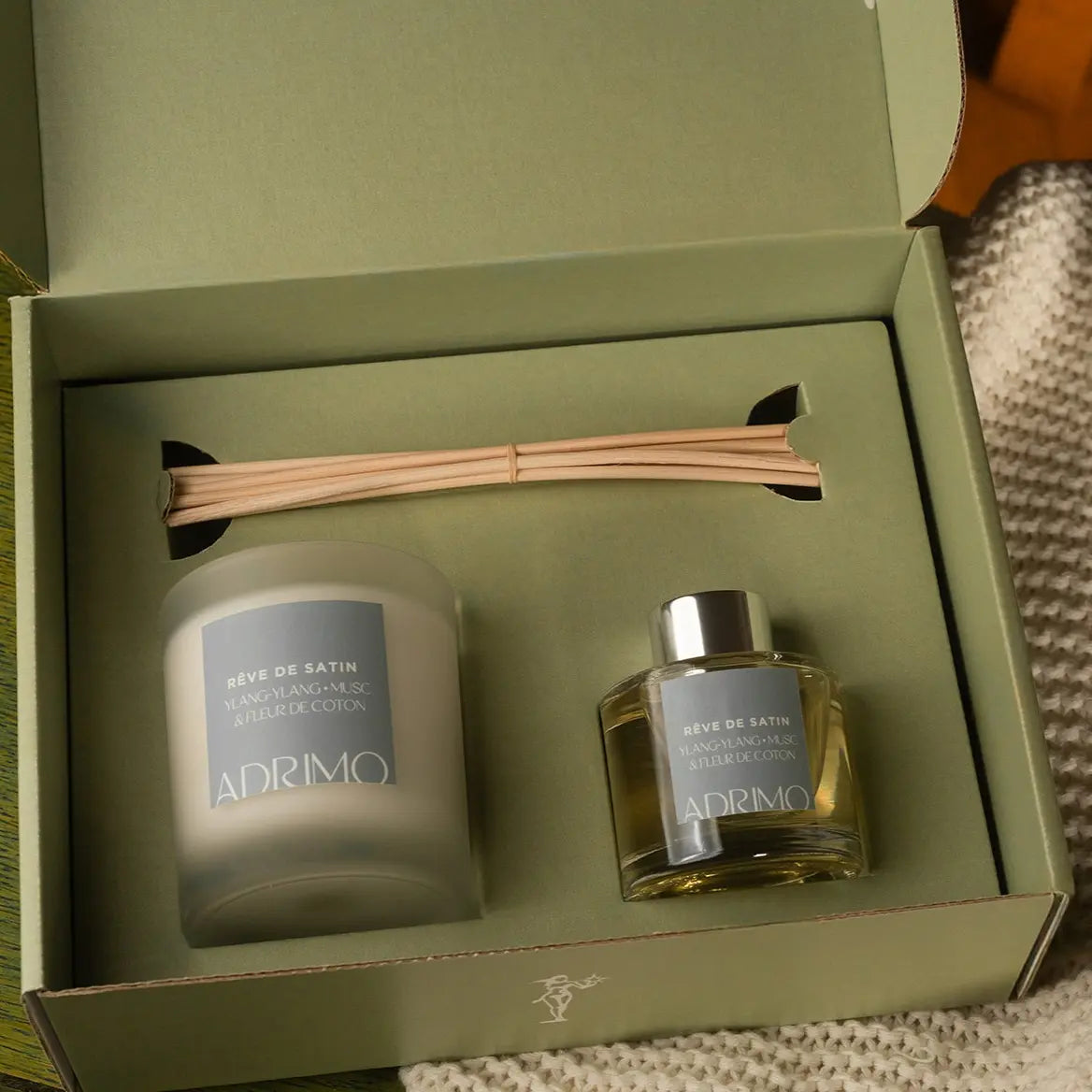 Coffret naturel Rêve de Satin Bougie et Diffuseur Adrimo Paris