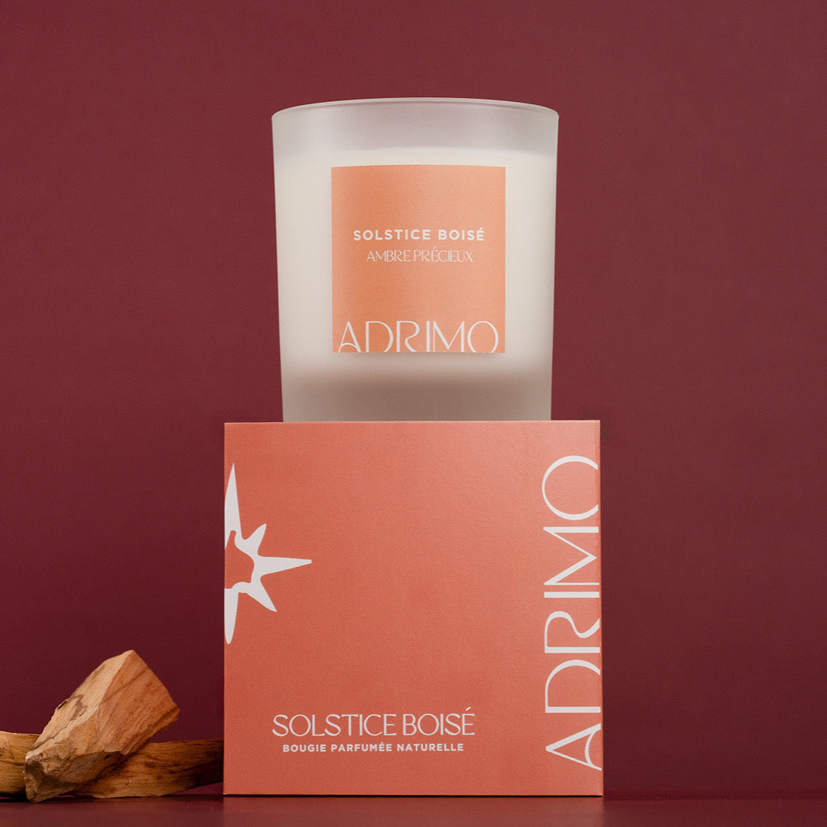 Bougie Solstice Boisé Ambre – Parfum chaleureux et naturel – Adrimo

