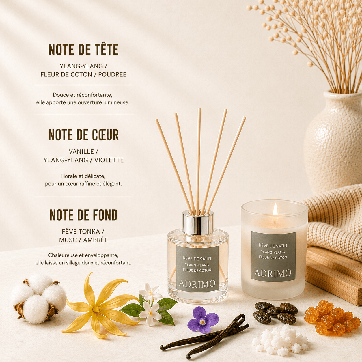 Coffret Rêve de Satin — Bougie & Diffuseur