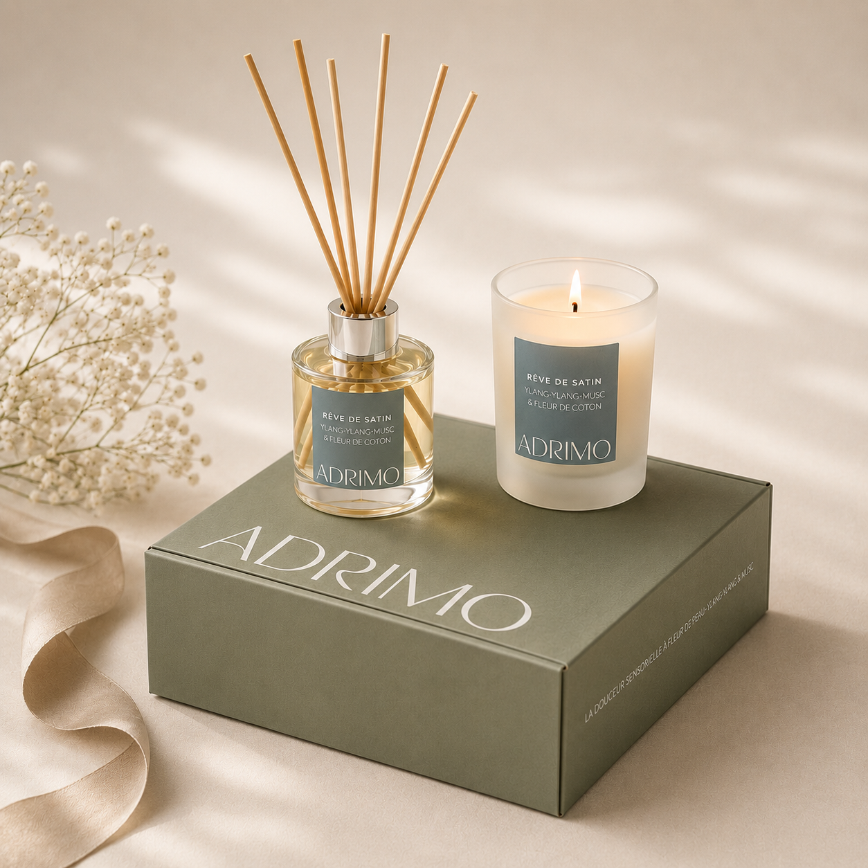 Coffret Rêve de Satin — Bougie & Diffuseur naturels