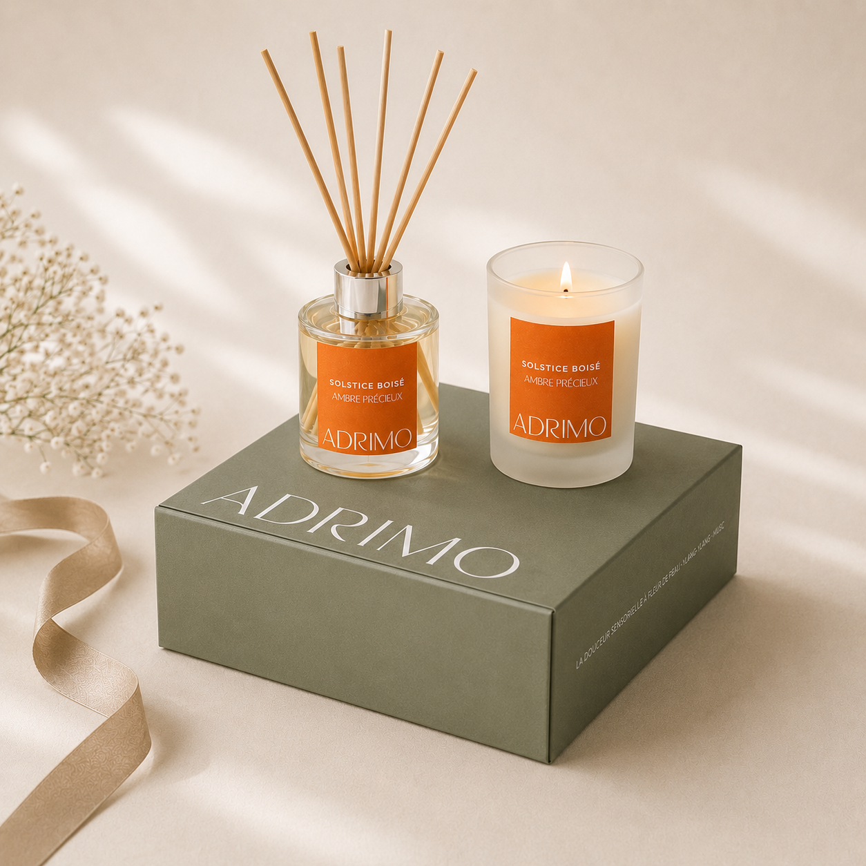 Coffret Solstice Boisé — Bougie & Diffuseur