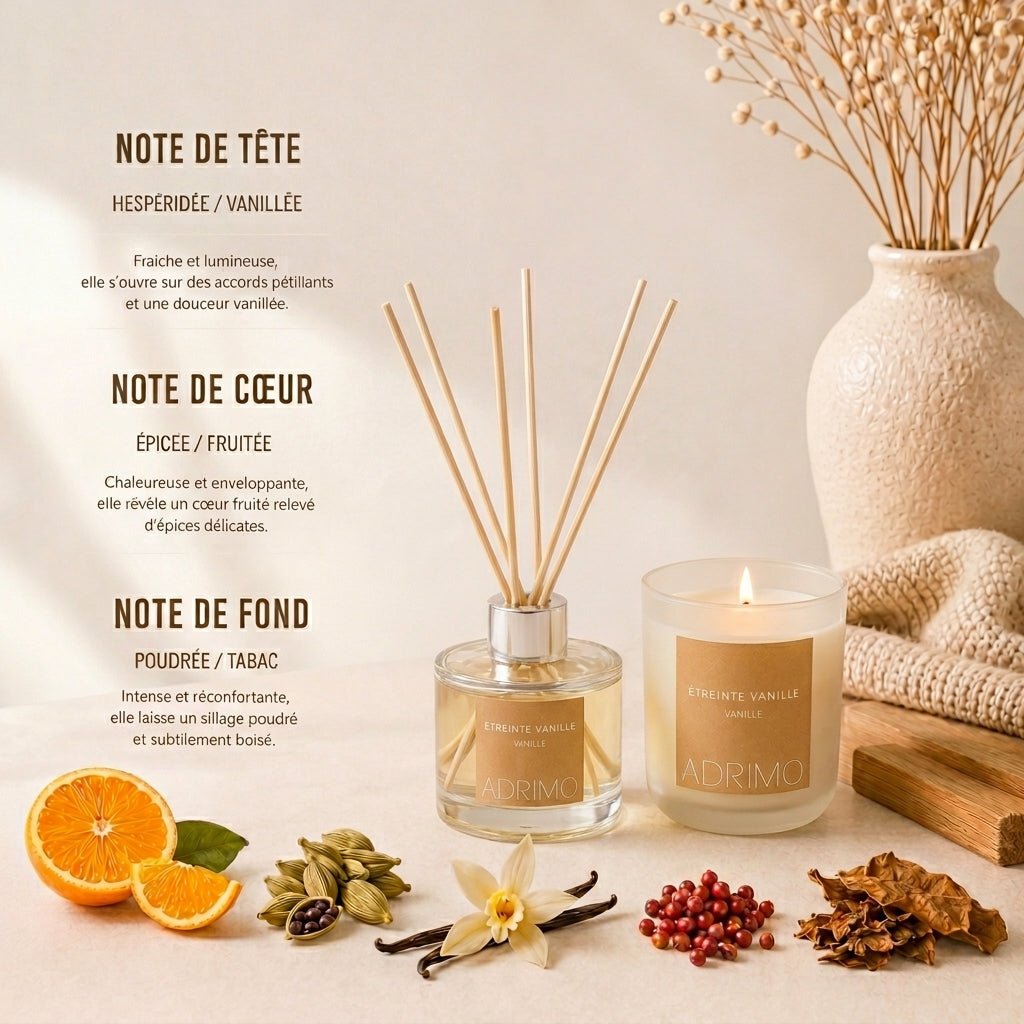 Coffret Étreinte Vanille — Bougie & Diffuseur